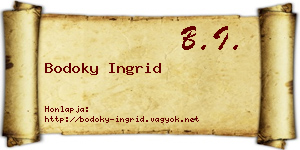 Bodoky Ingrid névjegykártya